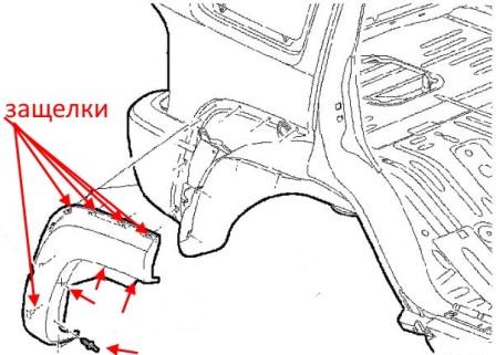 diagram of rear bumper Jeep Cherokee KJ Liberty (2001-2007)